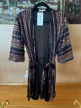 Skies Are Blue Sold at Anthropologie Sequin Kimono Coat